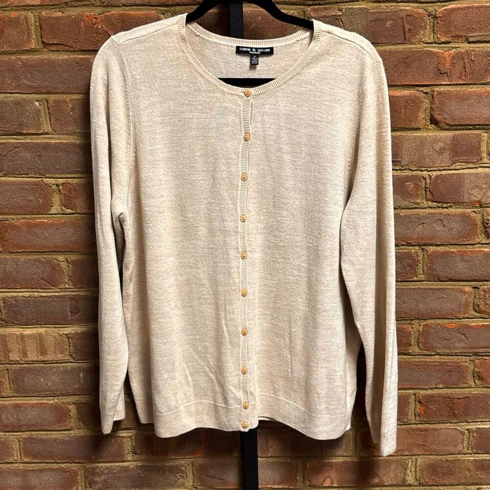 Cable & Gauge Women’s Beige Cardigan Sweater Sz 1X